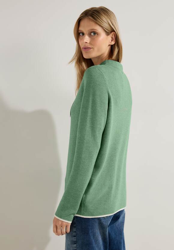Damen Online-Shop CECIL | - Pullover Melange Sage CECIL Green Doubleface Clear