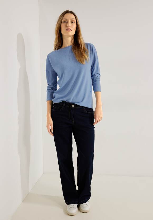 CECIL Cosy Langarmshirt Damen - Real Blue Melange | CECIL Online-Shop