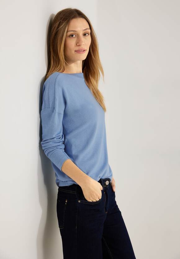 CECIL Cosy Langarmshirt Damen - Real Blue Melange | CECIL Online-Shop