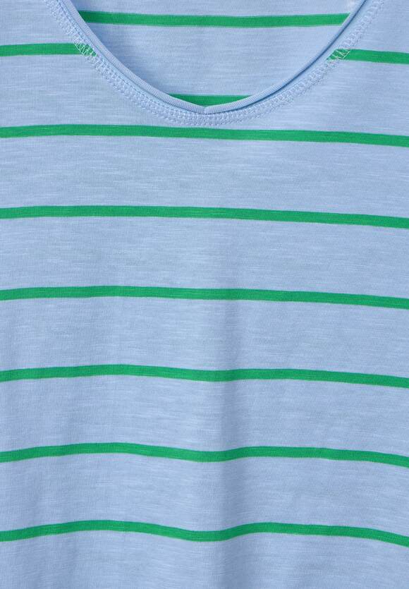 - Fresh CECIL Online-Shop T-Shirt mit Und Streifenmuster Green | Blue Damen Tranquil CECIL