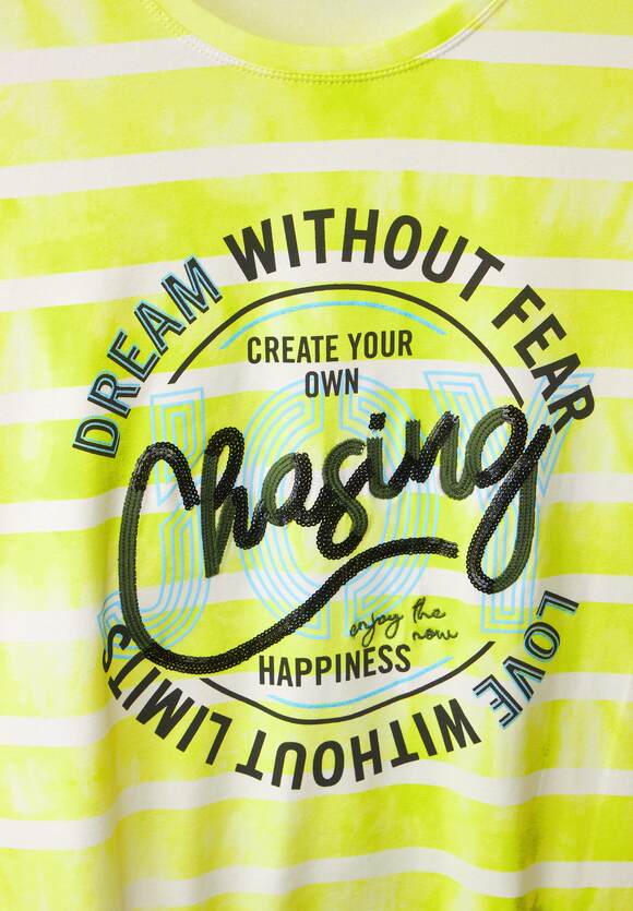 Limelight - CECIL Online-Shop Yellow CECIL Damen mit Frontprint Streifenshirt |