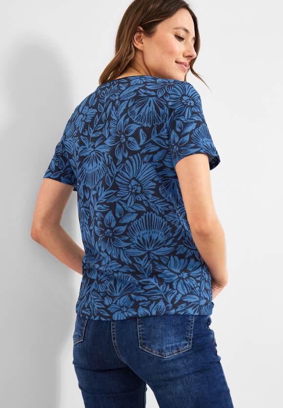 CECIL T-Shirt mit Blumenmuster | - CECIL Online-Shop Blue Damen Deep