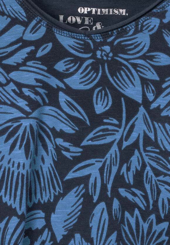 CECIL T-Shirt mit Blumenmuster Blue | Online-Shop Deep CECIL Damen 