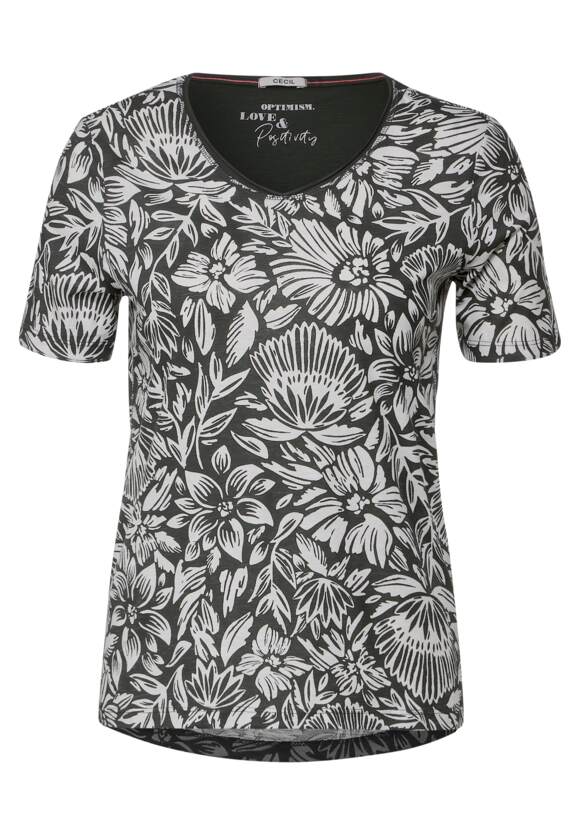 CECIL T-Shirt mit Blumenmuster Damen - Easy Khaki | CECIL Online-Shop