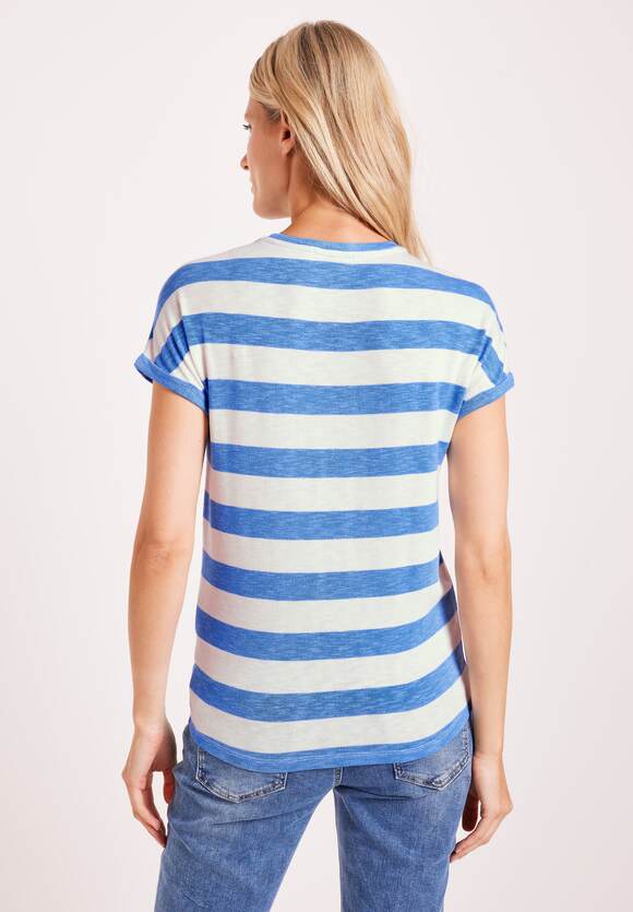 CECIL Melange T-Shirt mit Streifen Blue Melange Damen | Marina - CECIL Online-Shop