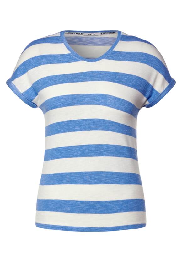 CECIL T-Shirt Blue Online-Shop Melange Streifen - | Melange Damen Marina mit CECIL
