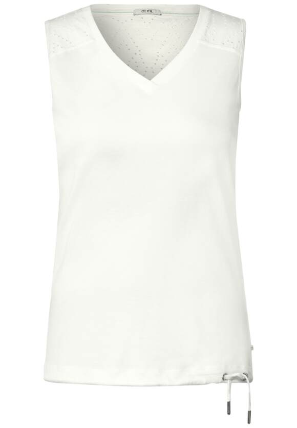Vanilla CECIL - | Top Jersey White Damen CECIL Spitzendetail Online-Shop