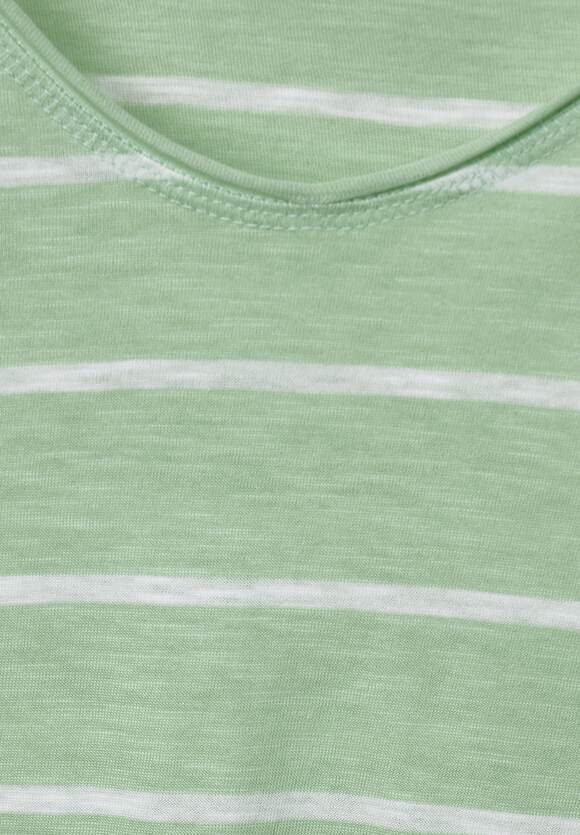CECIL T-Shirt mit Streifenmuster Salvia | Damen CECIL Green Online-Shop Fresh 
