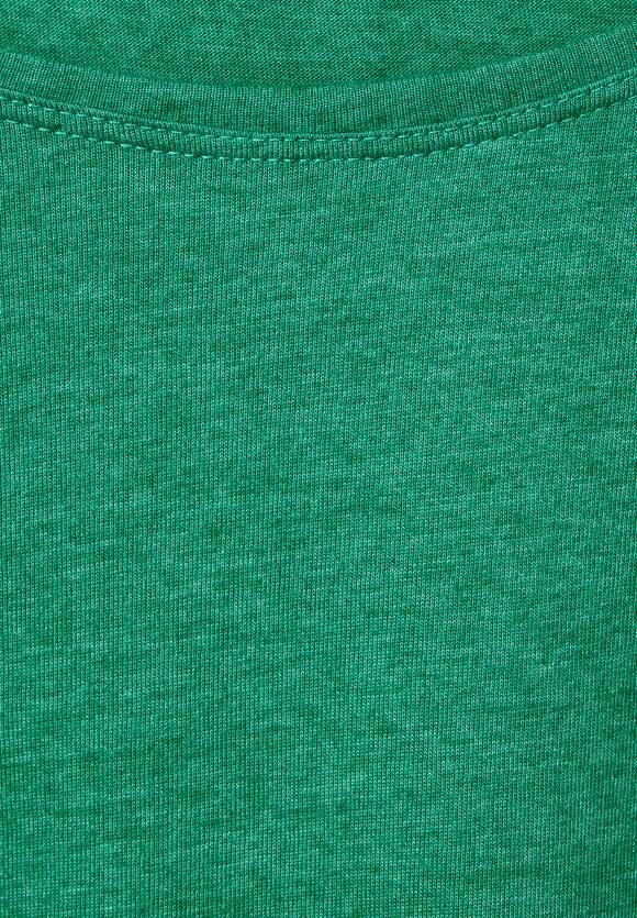 | Damen Langarmshirt - CECIL Melange Cosy CECIL Green mit Gummibund Online-Shop Easy