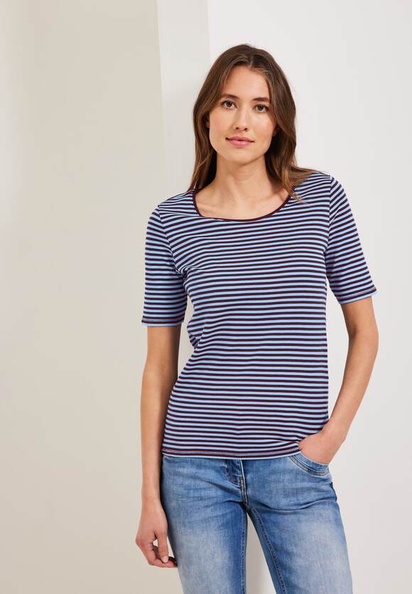 Online-Shop Streifenmuster Wineberry T-Shirt Damen mit Red CECIL Style - CECIL | Lena -