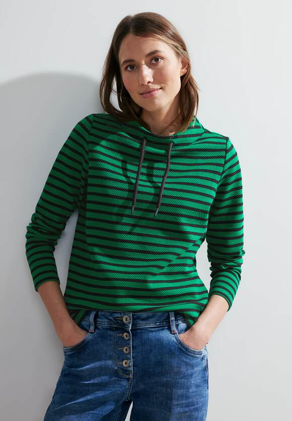 CECIL Shirt Damen Deep Lake Melange Green - Online-Shop mit CECIL | Volumenkragen