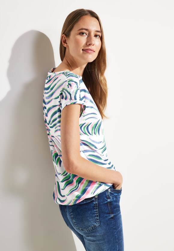 CECIL T-Shirt Online-Shop mit | Schulterraffung - White Vanilla CECIL Damen