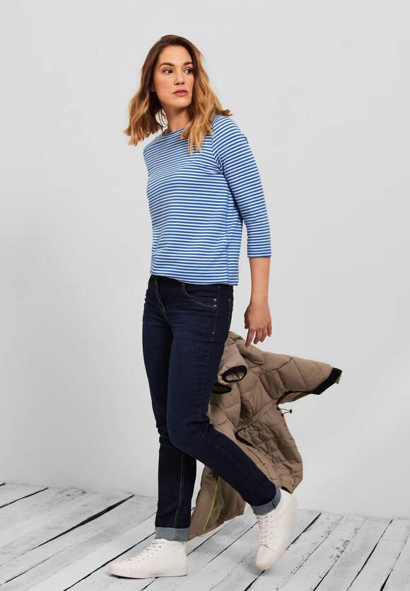 CECIL Basic Streifenshirt Damen - Campanula Blue | CECIL Online-Shop