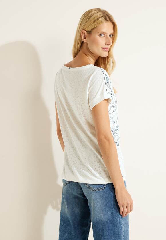 T-Shirt Damen CECIL Vanilla - mit Online-Shop White | CECIL Frontprint