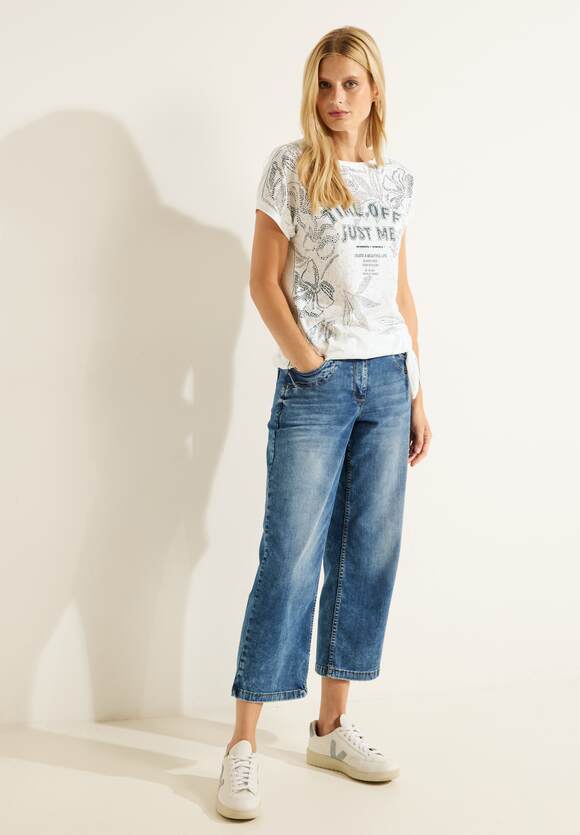 CECIL T-Shirt Frontprint | CECIL White Online-Shop Damen mit - Vanilla