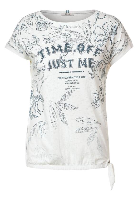 Online-Shop Damen CECIL Vanilla CECIL White T-Shirt - mit Frontprint |