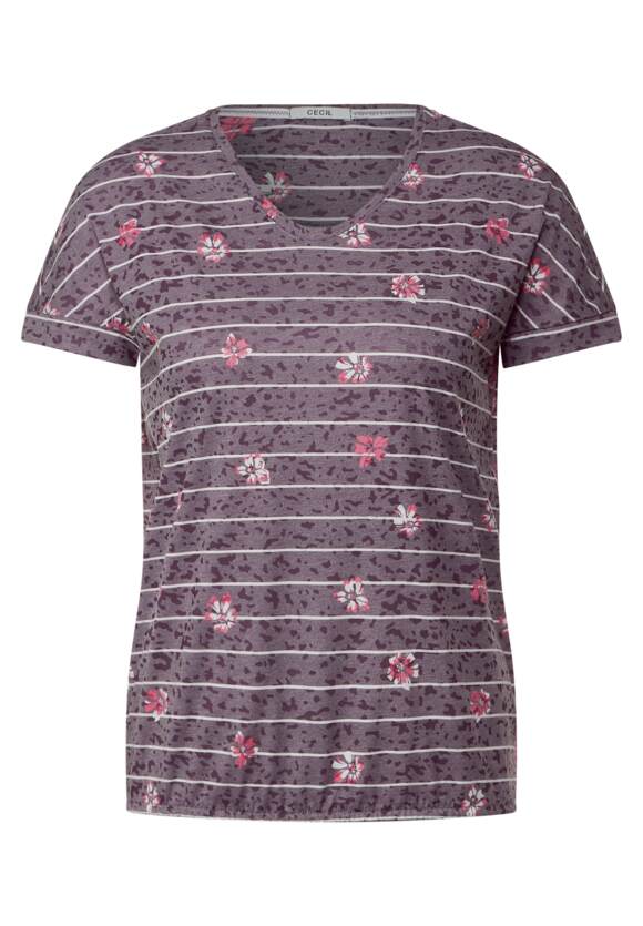 Burn CECIL Online-Shop CECIL Red Wineberry Out - T-Shirt Damen Print Burn | mit Out