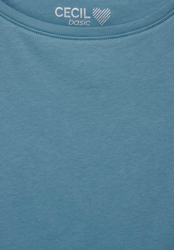 CECIL Basic Shirt in Unifarbe Damen - Adriatic Blue | CECIL Online-Shop | Rundhalsshirts