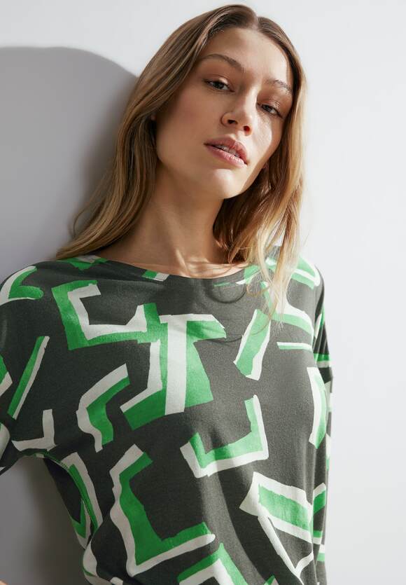 CECIL Shirt mit Alloverprint Damen Khaki - Online-Shop | Dynamic CECIL