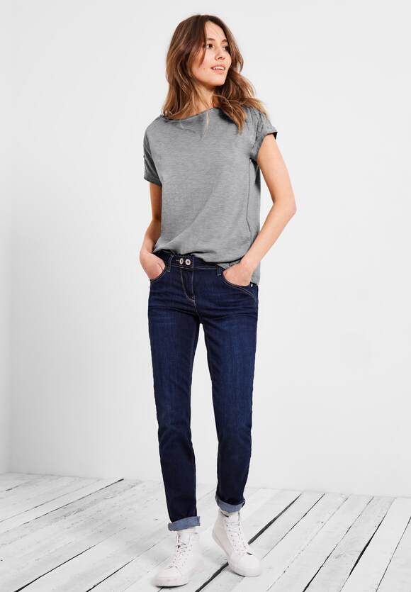 CECIL Graphite Knopfdessin mit Grey T-Shirt CECIL Damen Light | - Online-Shop