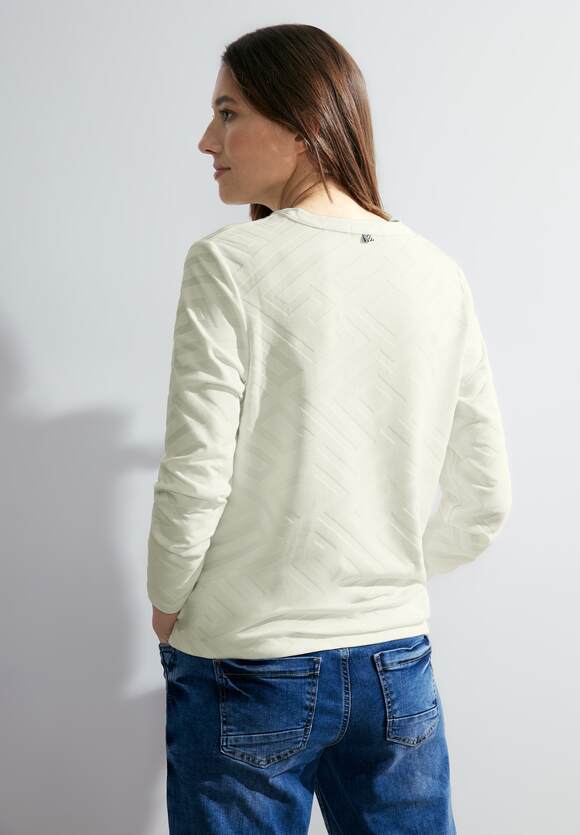 CECIL Langarmshirt mit Online-Shop Damen Vanilla - | CECIL Struktur White