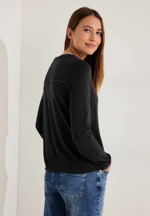 Black CECIL Langarmshirt | - Online-Shop mit Damen Gummibund CECIL
