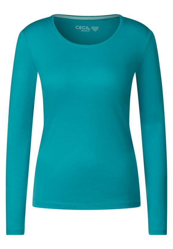 - Pia Online-Shop Langarmshirt CECIL Damen Style Aqua CECIL Blue | Basic Frosted -