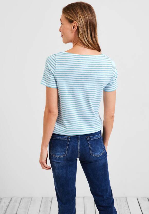 CECIL T-Shirt mit Streifenmuster Damen - Style Abbi - Pool Aqua Blue | CECIL  Online-Shop