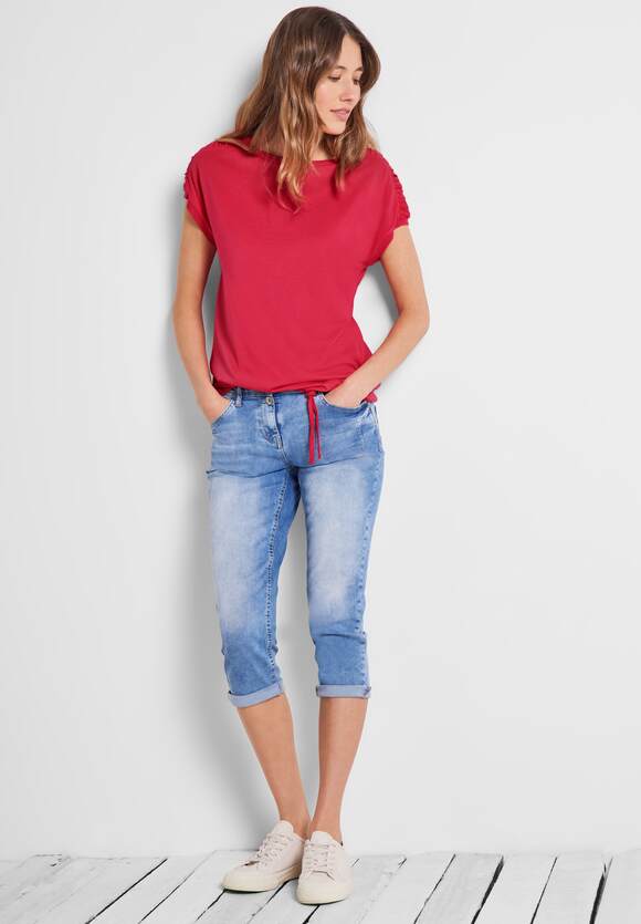 CECIL T-Shirt mit Raffdetails Damen - Strawberry Red | CECIL Online-Shop