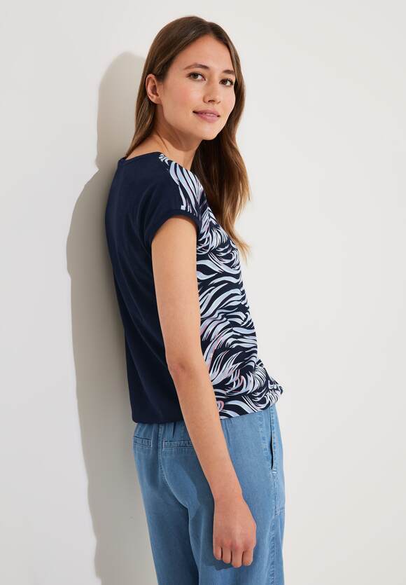 Deep CECIL Blue Online-Shop | Damen Shirt Materialmix CECIL -