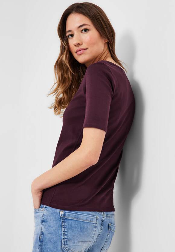CECIL T-Shirt in Unifarbe Damen - Style Lena - Wineberry Red | CECIL  Online-Shop