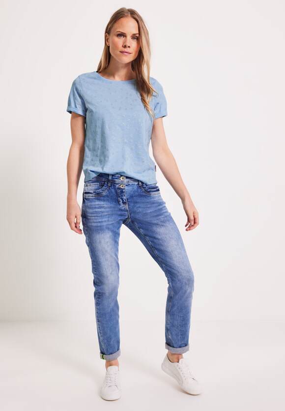 CECIL T-Shirt mit Folienprint Online-Shop Blue CECIL Soft Melange - Damen 