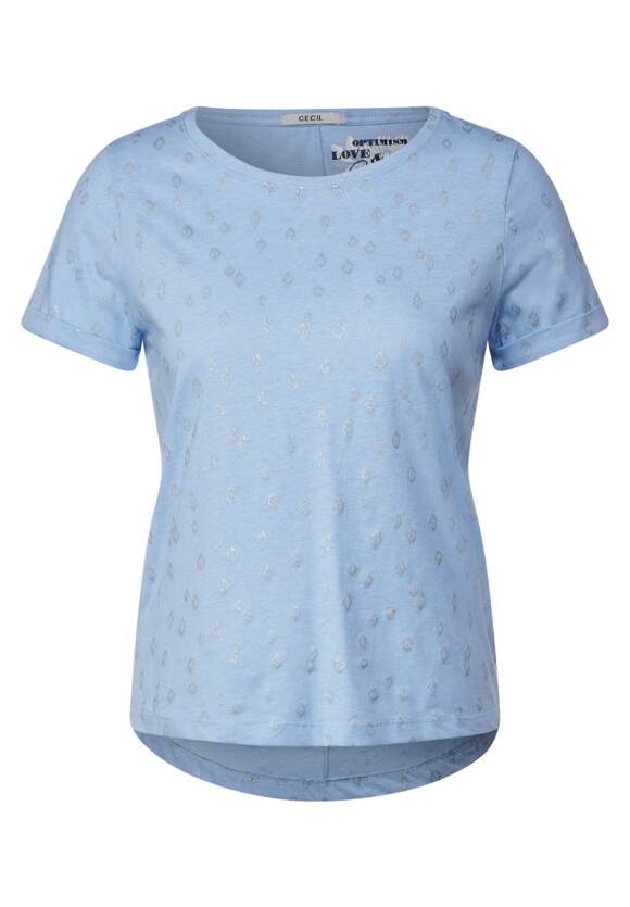 Melange CECIL Blue - T-Shirt Soft | mit Folienprint Damen CECIL Online-Shop