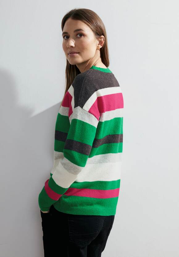 Pullover Streifenmuster CECIL Cosy Easy - mit Damen CECIL Online-Shop Green Melange |