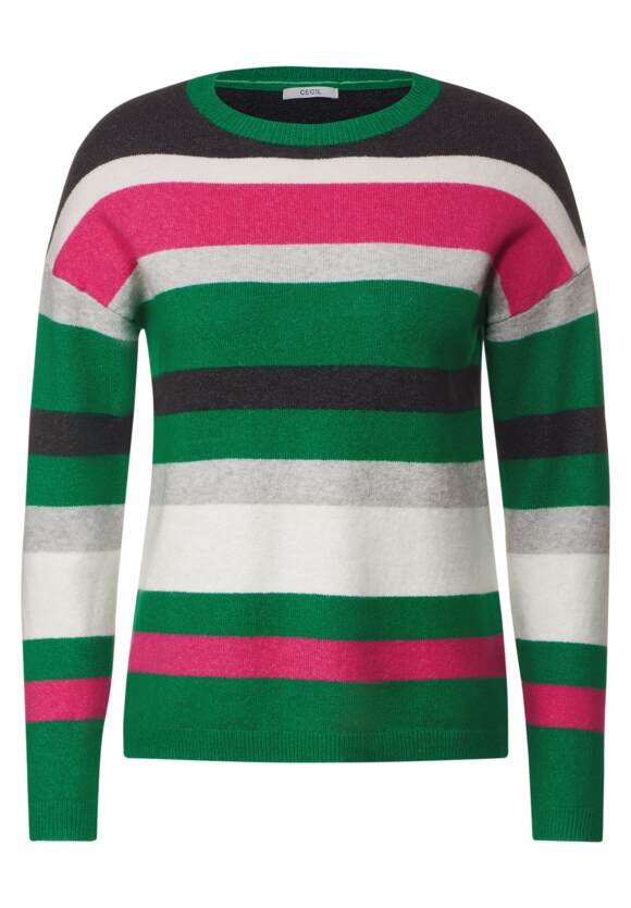 Cosy | Green Damen Melange - Streifenmuster Online-Shop Easy Pullover mit CECIL CECIL