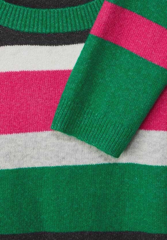 Melange Cosy Easy | Streifenmuster Green Pullover mit - CECIL CECIL Online-Shop Damen