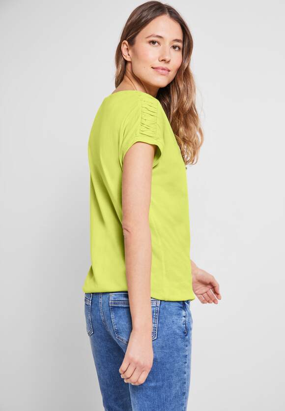 CECIL T-Shirt mit Raffdetails Damen - Limelight Yellow | CECIL Online-Shop | V-Shirts
