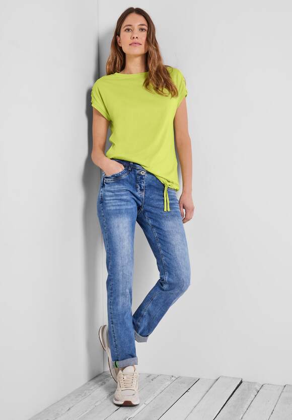 CECIL T-Shirt mit - Yellow Raffdetails Limelight Damen CECIL Online-Shop 