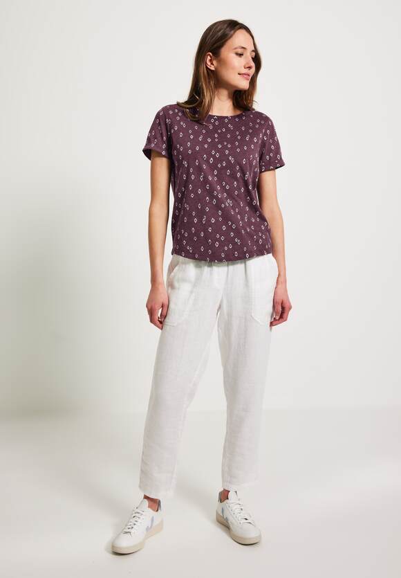 CECIL T-Shirt mit Folienprint Damen CECIL Melange Wineberry | Online-Shop Red 