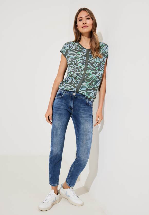 CECIL Materialmix Shirt Damen - Sporty Khaki | CECIL Online-Shop