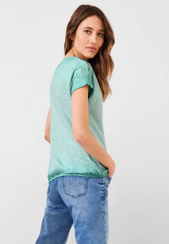 Online-Shop CECIL | CECIL Damen mit Cool Knopfdessin Green Mint - T-Shirt