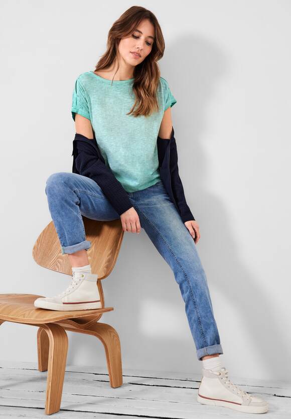 CECIL T-Shirt mit Knopfdessin Damen - Cool Mint Green | CECIL Online-Shop