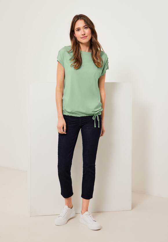 CECIL T-Shirt mit Raffdetails Online-Shop CECIL Green - | Fresh Damen Salvia