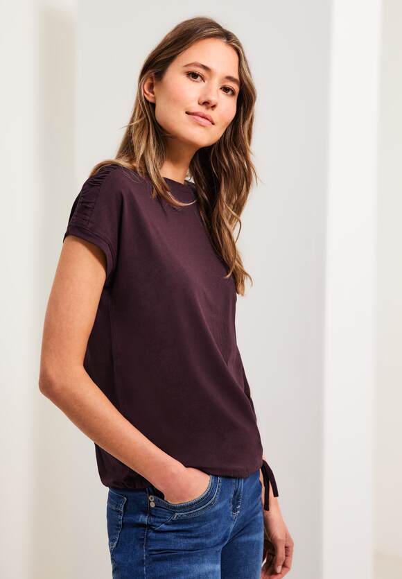 CECIL T-Shirt mit Raffdetails Damen - Wineberry Red | CECIL Online-Shop