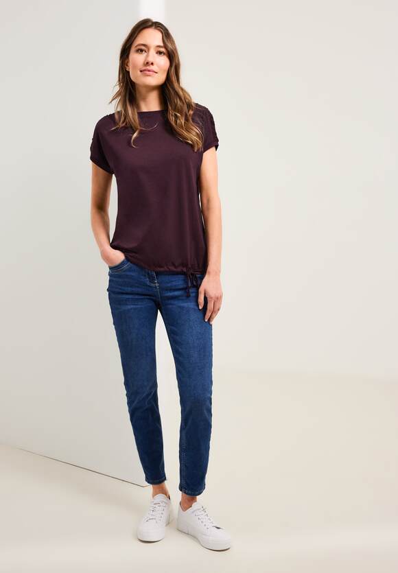 CECIL T-Shirt mit Raffdetails Damen - Wineberry Red | CECIL Online-Shop