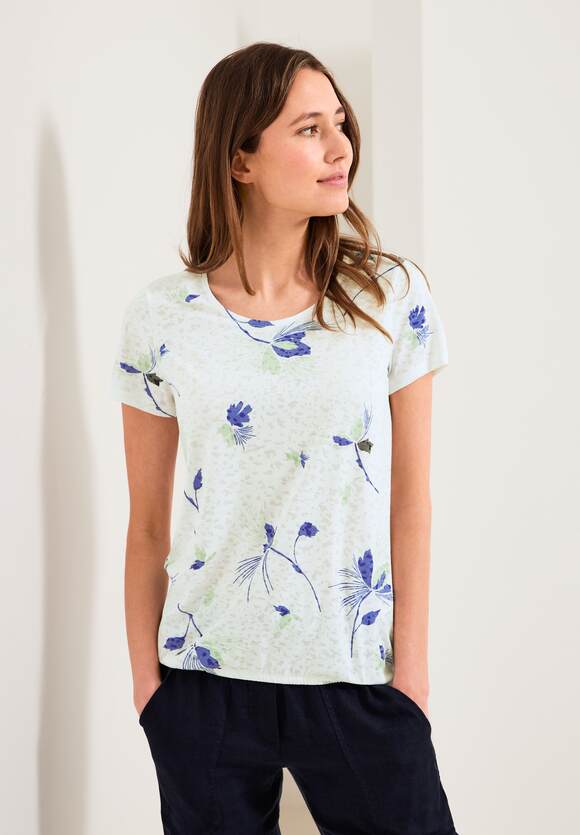CECIL Out Online-Shop Print Burn - White Damen CECIL Vanilla | T-Shirt