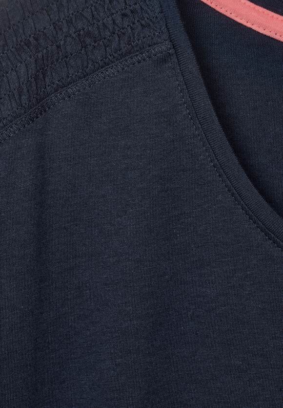 CECIL T-Shirt mit Smok-Detail Damen - Deep Blue | CECIL Online-Shop
