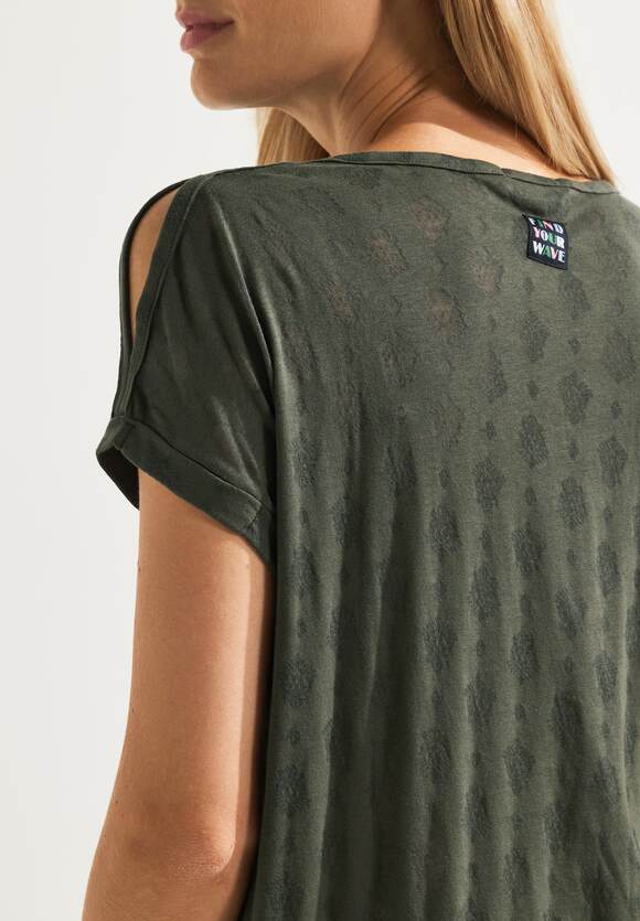 CECIL Shirt mit Burn Damen Online-Shop Print Sporty out - Khaki CECIL 