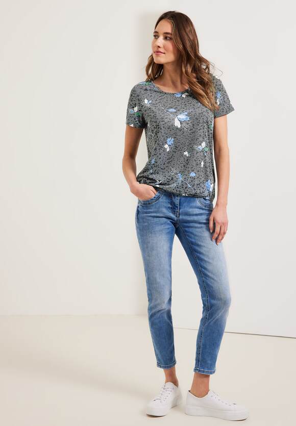 Easy T-Shirt Khaki CECIL Burn Out CECIL - Online-Shop | Damen Print