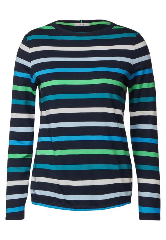 Online-Shop Streifen Shirt Deep Blue Multicolor | Damen CECIL - CECIL